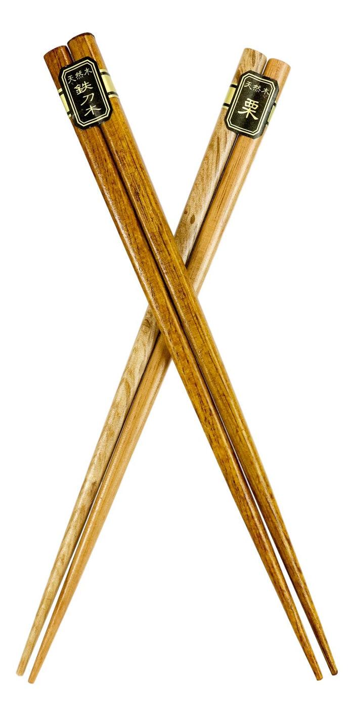 Reusable Bamboo Multi Tone Wooden Grain Colors Set Of 5 Chopsticks Pairs In Box
