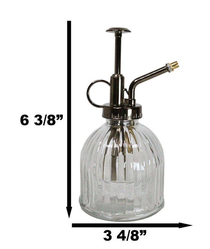 Ribbed Glass Vintage Style Home Botanical Flowers Plant Mister Spray Ornament