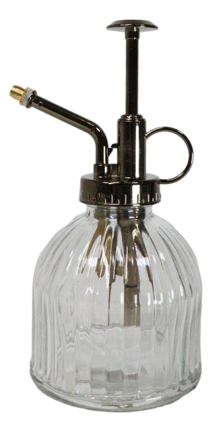 Ribbed Glass Vintage Style Home Botanical Flowers Plant Mister Spray Ornament