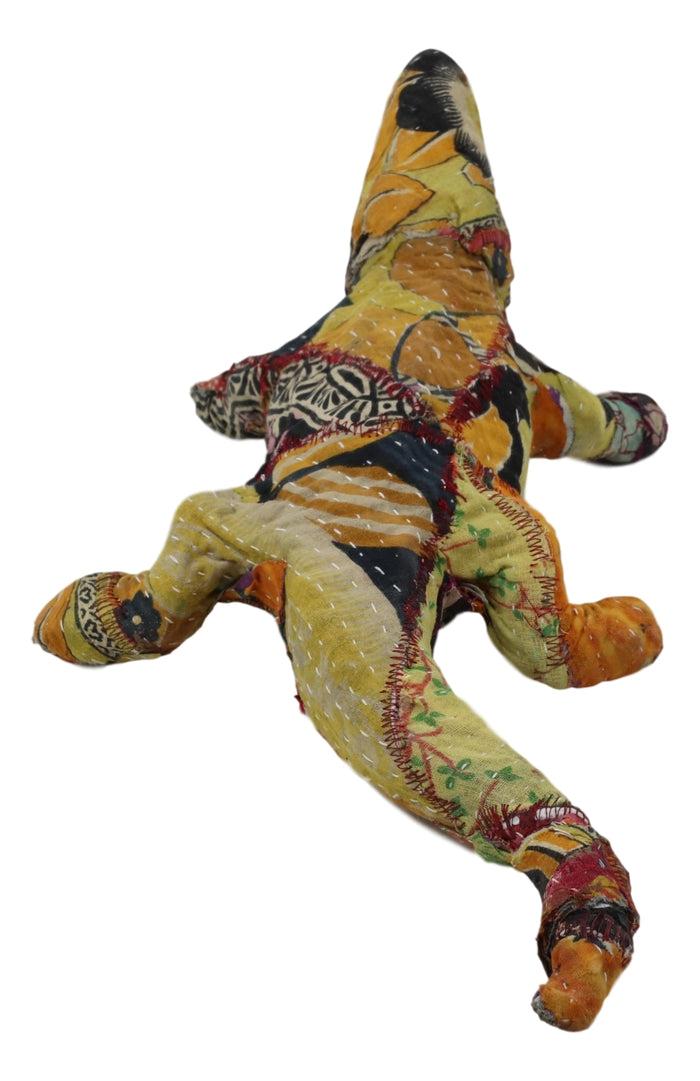 River Creek Alligator Hand Crafted Paper Mache In Colorful Sari Fabric Figurine