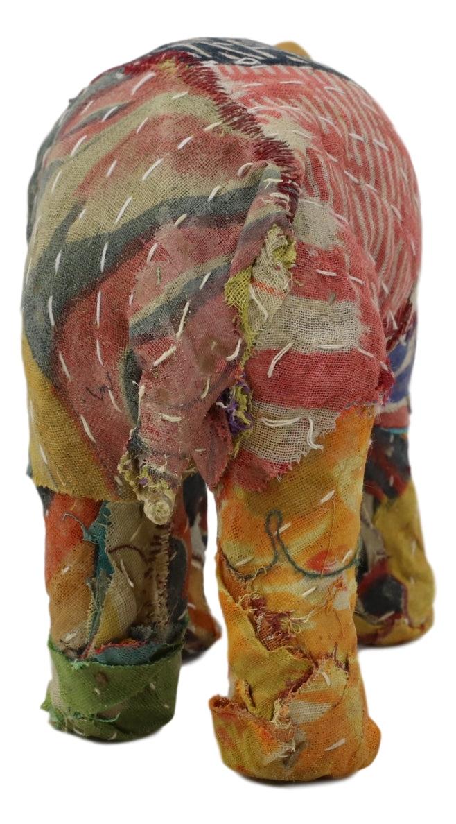 River Hippopotamus Hand Crafted Paper Mache In Colorful Sari Fabric Figurine