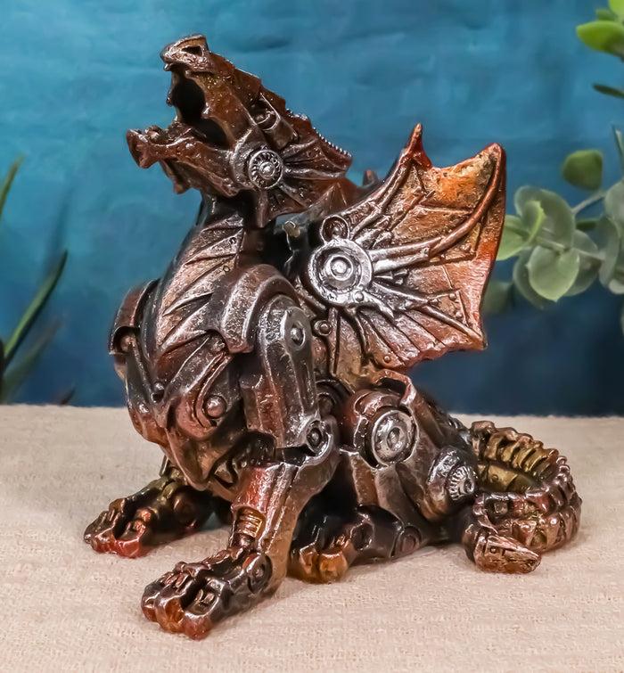 Roaring Cyborg Steampunk Dragon Figurine 3.25"H Victorian Sci Fi Fantasy Decor