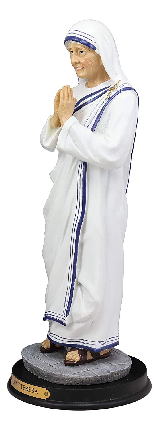 Roman Catholic Saint Mother Teresa Of Calcutta Statue With Brass Name Plate 11"H