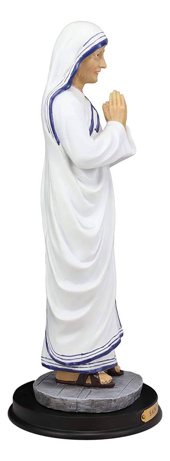 Roman Catholic Saint Mother Teresa Of Calcutta Statue With Brass Name Plate 11"H