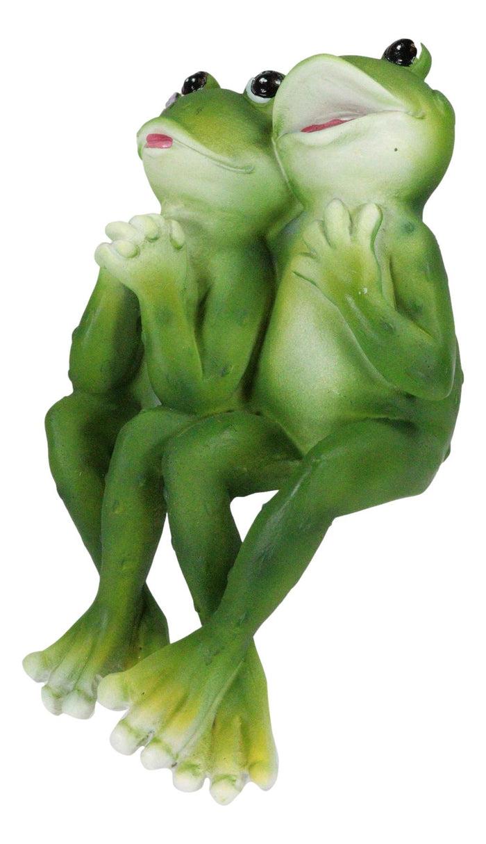 Romantic Frog Couple Sitting Side By Side Bracket Mantelpiece Ledge Shelf Sitter