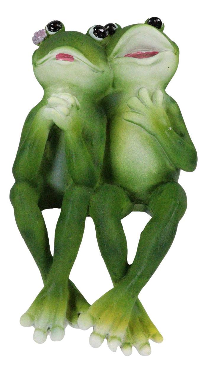 Romantic Frog Couple Sitting Side By Side Bracket Mantelpiece Ledge Shelf Sitter