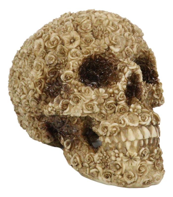 Romantic Tooled Ornate Floral Roses Skull Figurine Rose Sugar Skulls Figurine