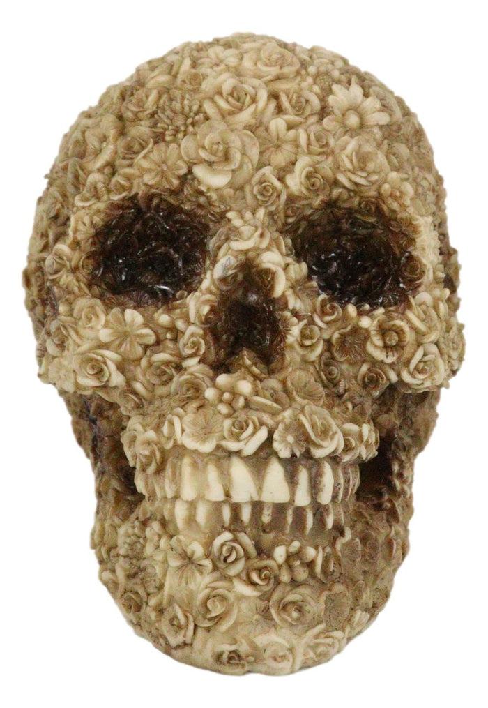Romantic Tooled Ornate Floral Roses Skull Figurine Rose Sugar Skulls Figurine