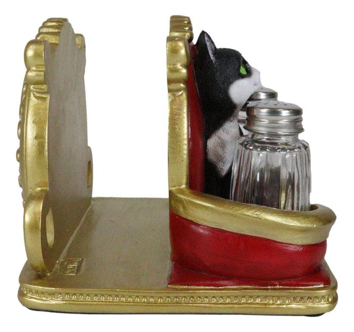 Royal Service Black And White Tuxedo Cat Napkin And Salt Pepper Shakers Holder