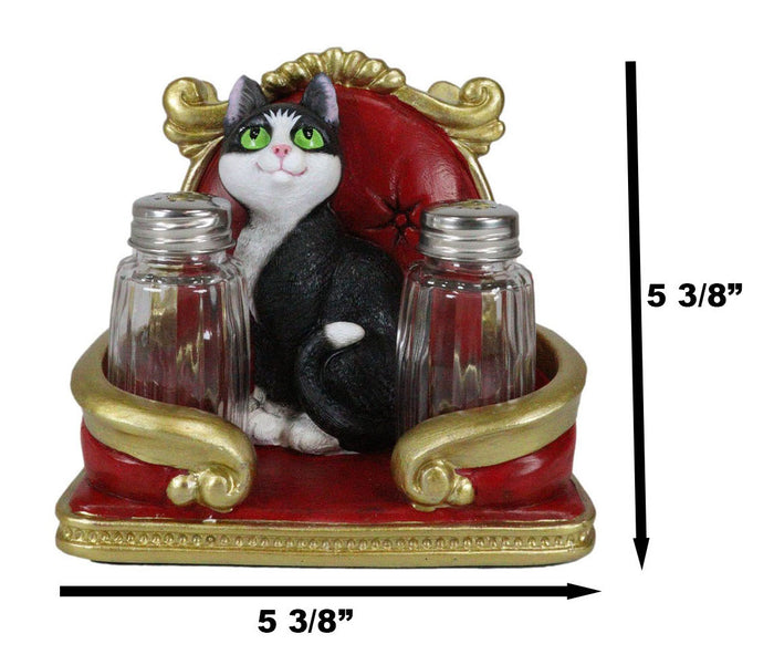 Royal Service Black And White Tuxedo Cat Napkin And Salt Pepper Shakers Holder