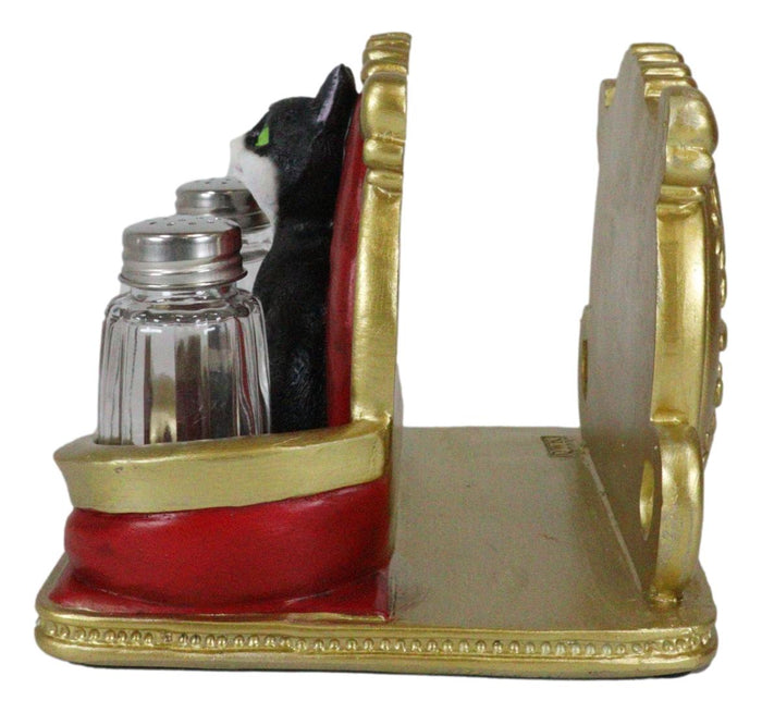Royal Service Black And White Tuxedo Cat Napkin And Salt Pepper Shakers Holder