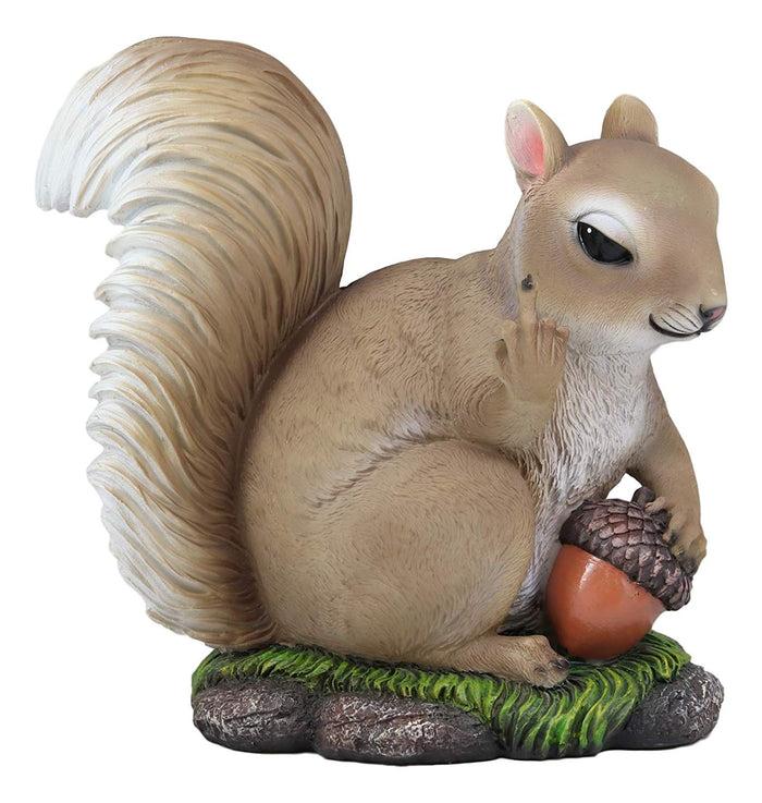 Rude Squirrel Pointing Middle Finger With Acorn Nutty Welcome Greeter Statue
