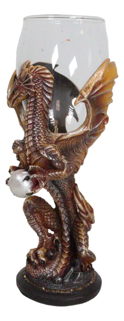 Rust Dragon Pearl Guardian Glass Wine Goblet Chalice Cup Dragons Blade Series