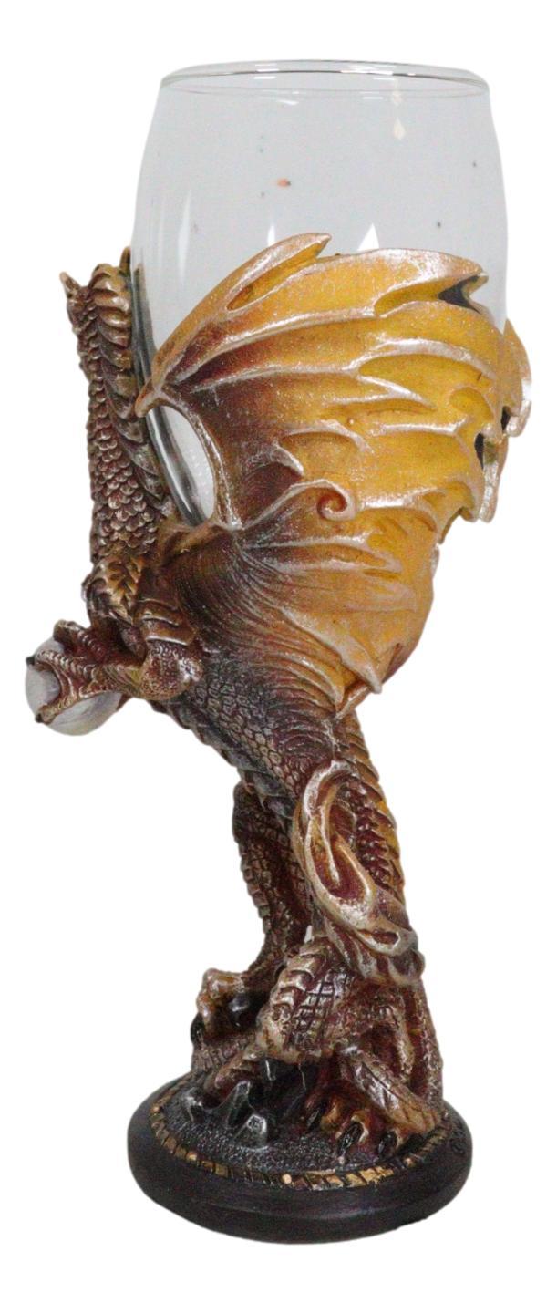 Rust Dragon Pearl Guardian Glass Wine Goblet Chalice Cup Dragons Blade Series