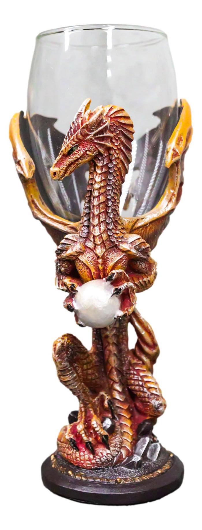 Rust Dragon Pearl Guardian Glass Wine Goblet Chalice Cup Dragons Blade Series