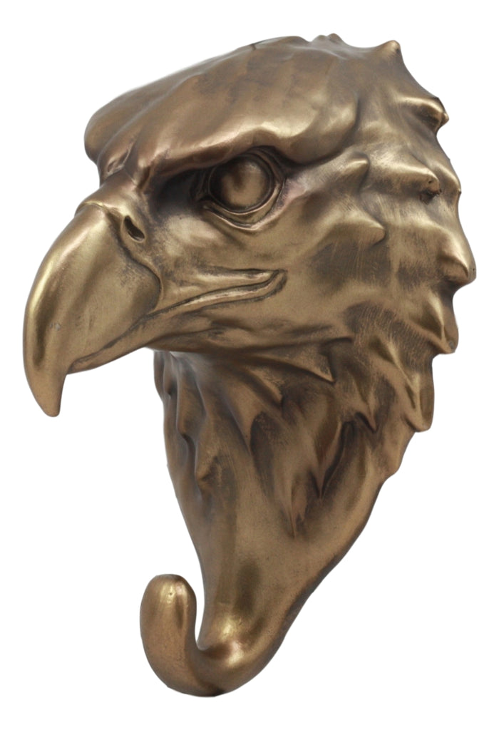 Rustic Bronzed Bald Eagle Wall Mount Hook Hanger Light Duty Decorative Figurine