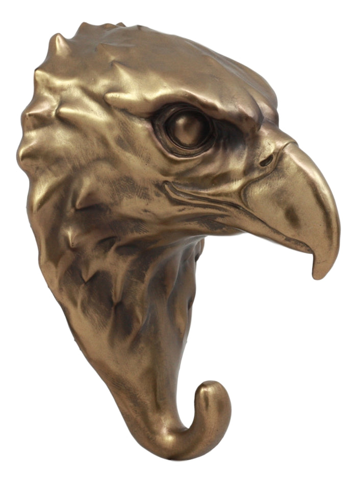 Rustic Bronzed Bald Eagle Wall Mount Hook Hanger Light Duty Decorative Figurine