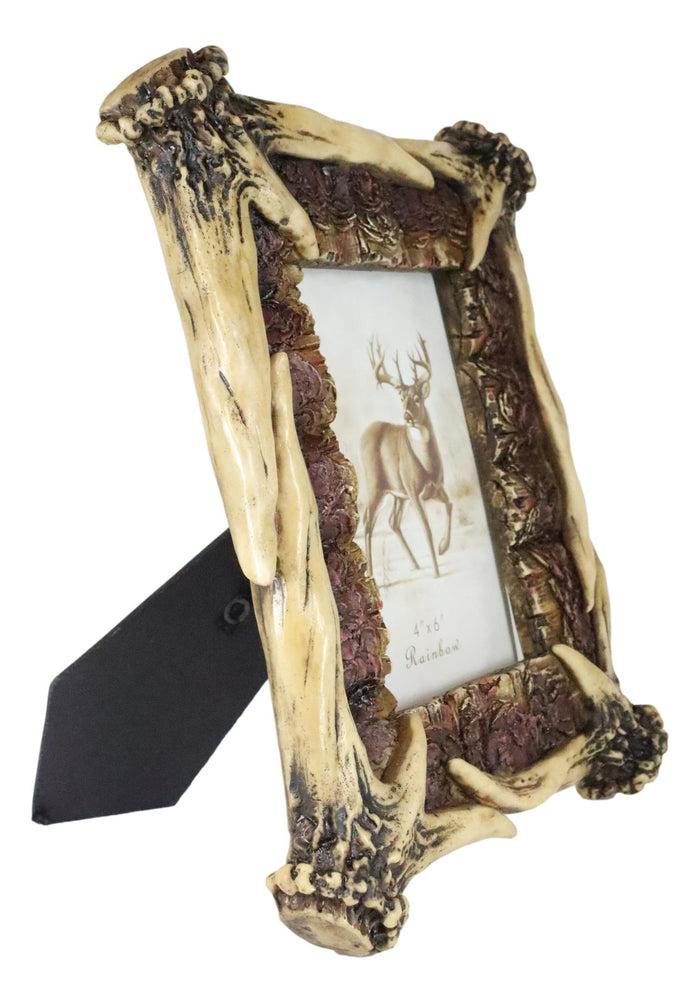 Rustic Buckhorn Deer Stag Antlers Picture Frame With Easel Back 4"X6" Photo