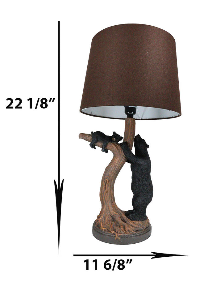 Rustic Cabin Mama Bear And Sleeping Cub On Tree Branch Table Lamp W/Shade Decor
