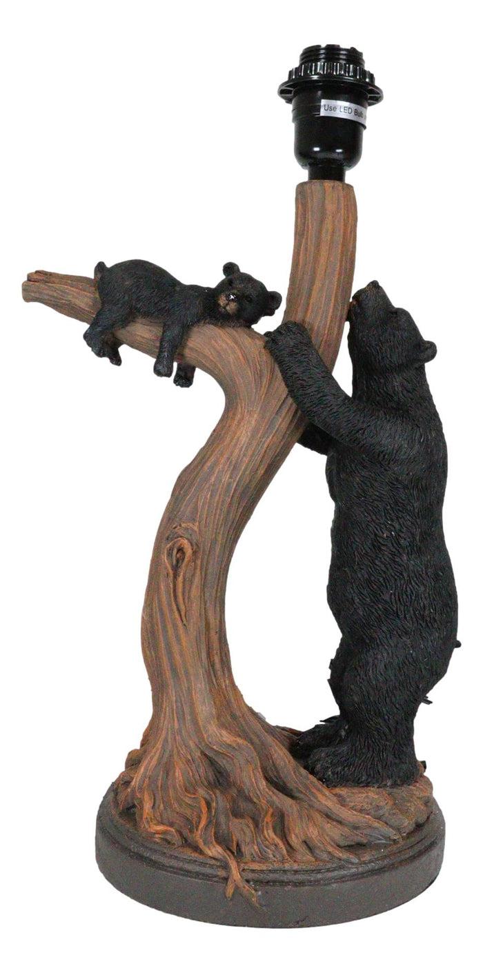 Rustic Cabin Mama Bear And Sleeping Cub On Tree Branch Table Lamp W/Shade Decor