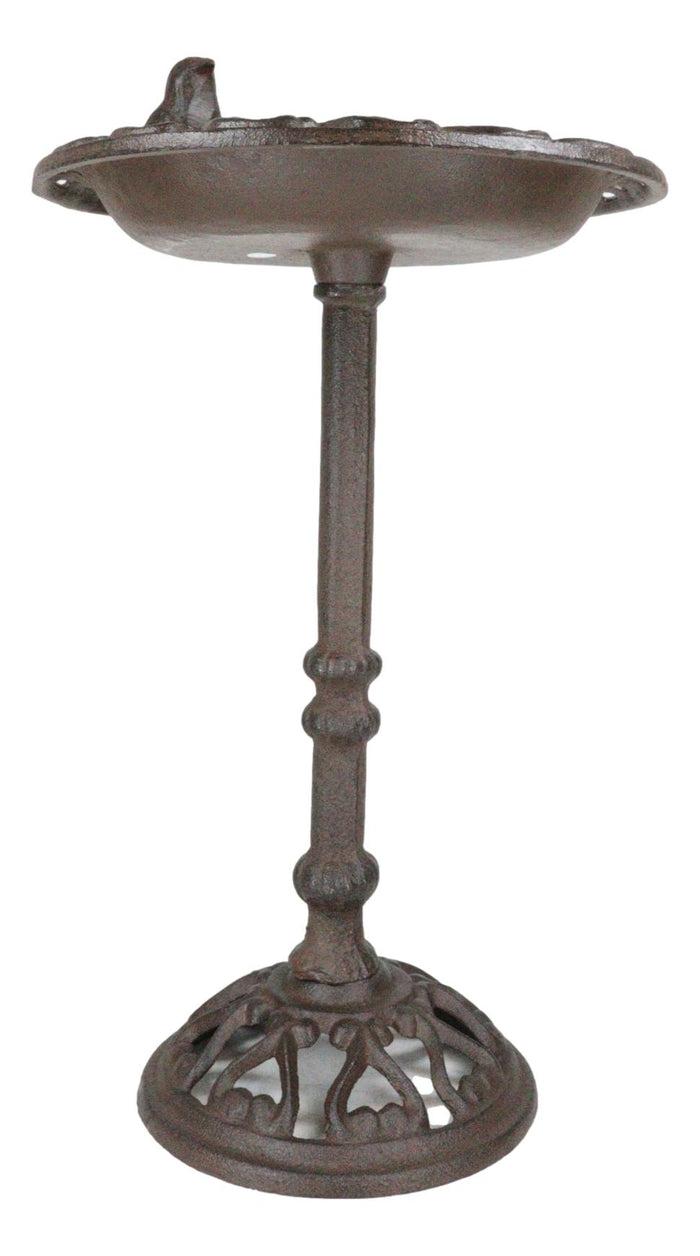 Rustic Cast Iron Bluebird Victorian Floral Bird Feeder Bath Garden Statue 14"H