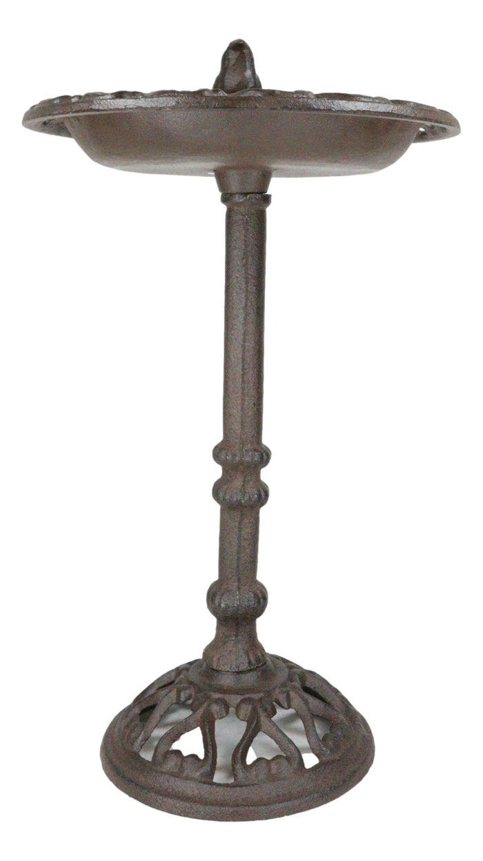 Rustic Cast Iron Bluebird Victorian Floral Bird Feeder Bath Garden Statue 14"H