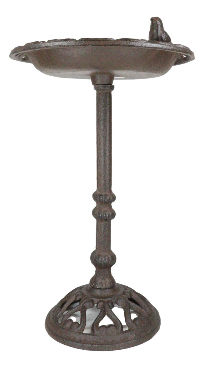 Rustic Cast Iron Bluebird Victorian Floral Bird Feeder Bath Garden Statue 14"H