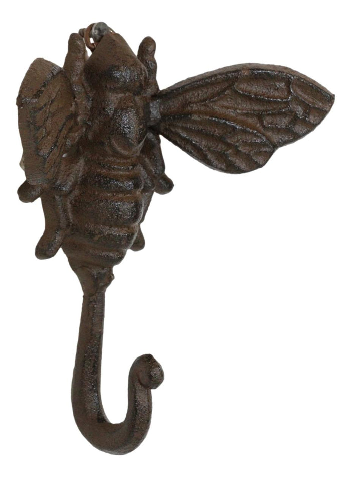 Rustic Cast Iron Cottage Busy Bumblebee Insect Bee Wall Hook Organizer Decor