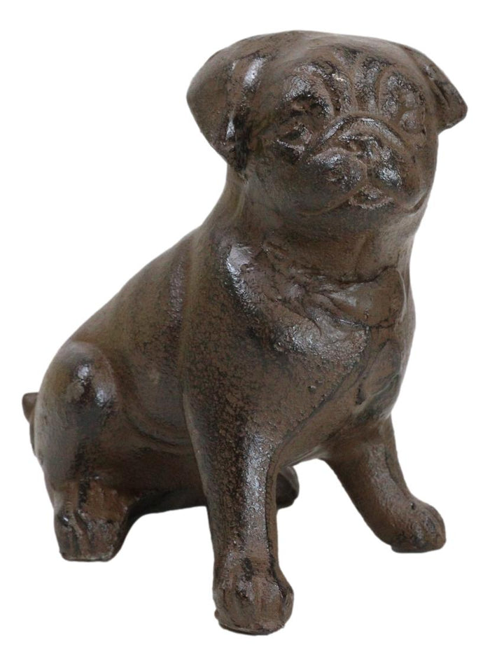 Rustic Cast Iron Metal Whimsical Fawn Pug Puppy Dog Sitting Figurine Decor Rustic Cast Iron Metal Whimsical Fawn Pug Puppy Dog Sitting Figurine Decor