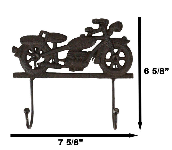 Rustic Cast Iron Retro Motorcycle Chopper Bike Wall Double Hooks Coat Hanger