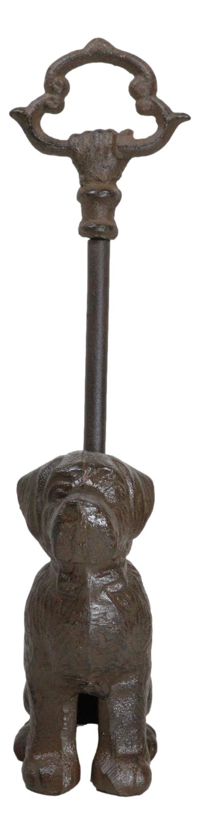 Rustic Cast Iron Scottish Terrier Puppy Dog Door Stop Or Porter With Long Handle