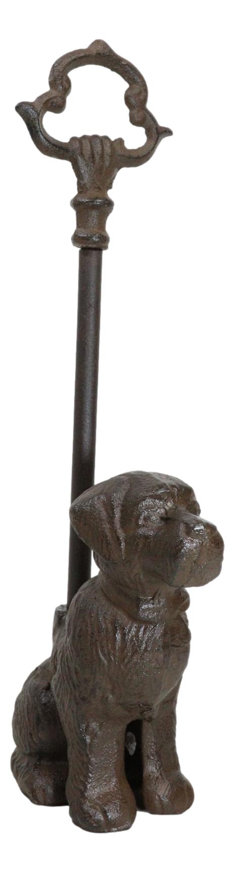 Rustic Cast Iron Scottish Terrier Puppy Dog Door Stop Or Porter With Long Handle