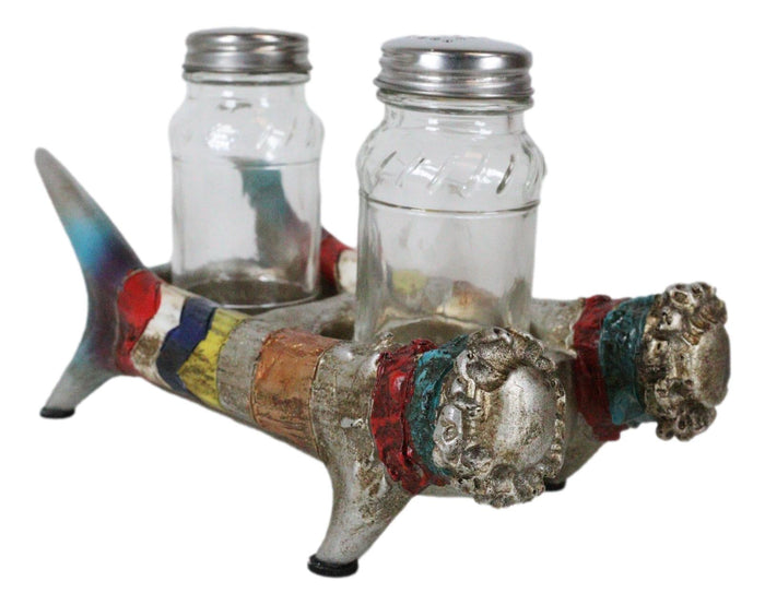 Rustic Colorful Southwestern Buckhorn Antlers Deer Salt Pepper Shakers Holder