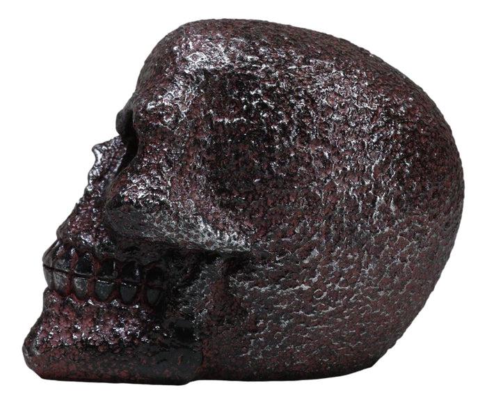 Rustic Corroded Dark Bronze Metallic Finish Skull Resin Figurine Macabre Gothic
