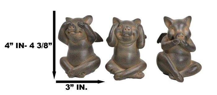 Rustic Country Angel Winged Pigs In See Hear Speak No Evil Poses Figurines Set