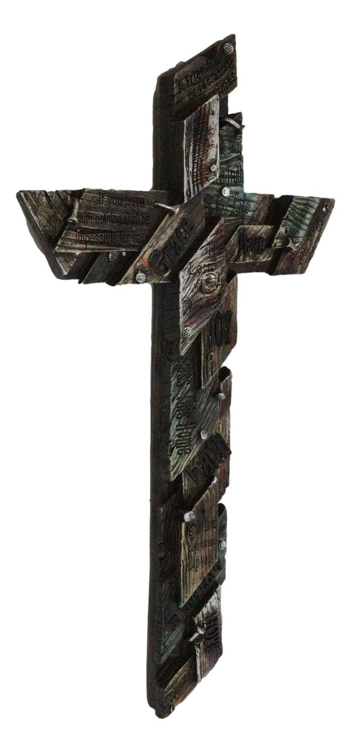 Rustic Country Farmhouse Western Multi Layer Faux Plank Wood Collage Wall Cross
