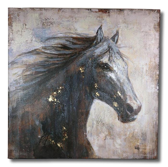 Rustic Country Western Running Mustang Horse Canvas Picture Wooden Frame 24"24"