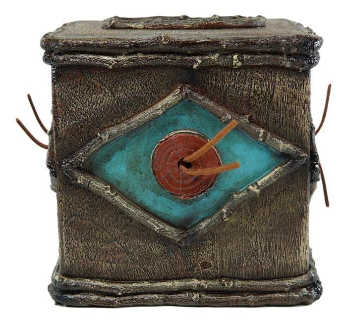 Rustic Country Western Turquoise Bullseye Faux Branch Wood Tissue Box Cover