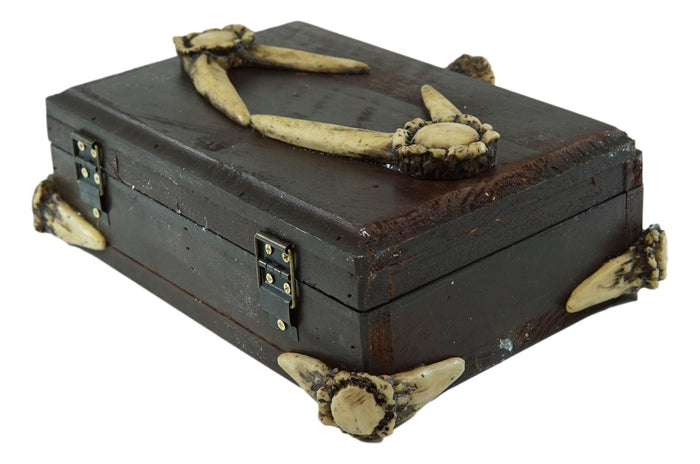 Rustic Elk Deer Stag Antlers Hinged Wooden Decorative Jewelry Box Sculpture
