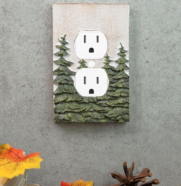 Rustic Evergreen Pine Trees Forest 2-Pack Double Receptacle Outlet Wall Plate