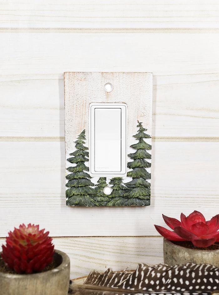 Rustic Evergreen Pine Trees Forest 2-Pack Single Rocker Switch Wall Cover Plates