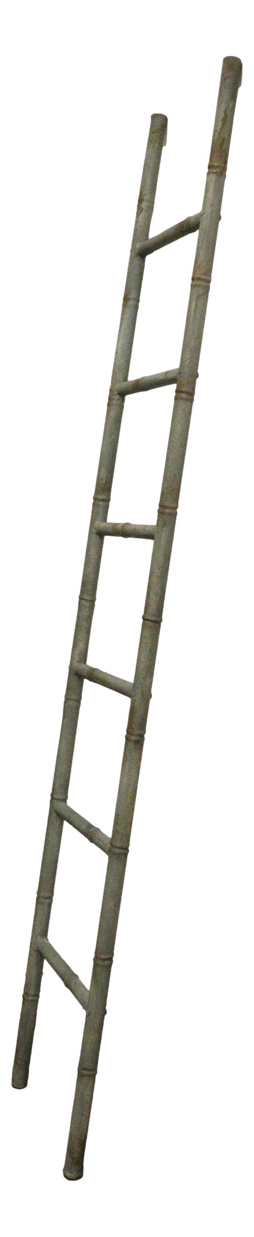 Rustic Farmhouse Decorative Storage Leaning Heavily Distressed Metal Ladder