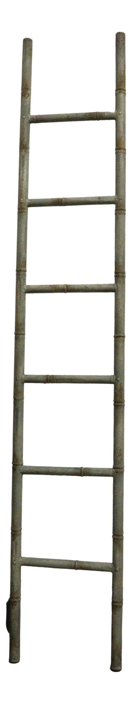 Rustic Farmhouse Decorative Storage Leaning Heavily Distressed Metal Ladder