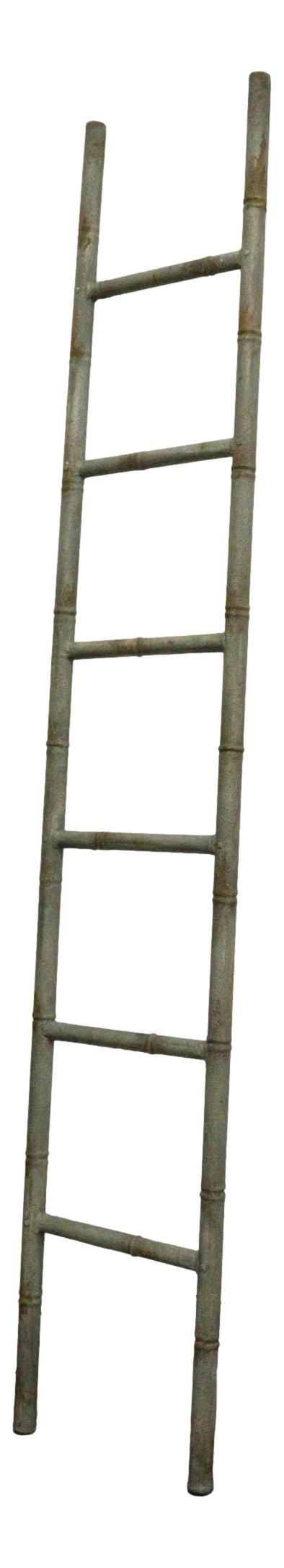 Rustic Farmhouse Decorative Storage Leaning Heavily Distressed Metal Ladder