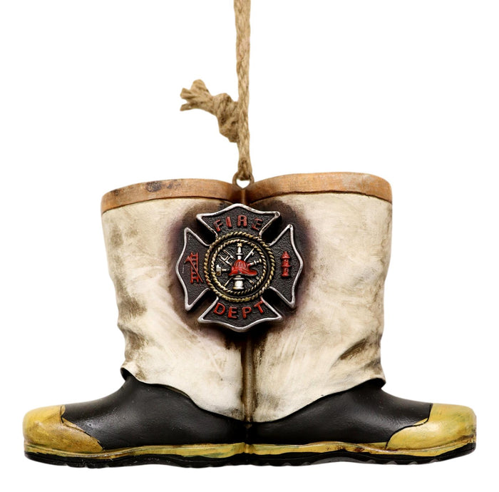 Rustic Fire Department Fireman Boots Large Resonant Patio Spiral Wind Chime