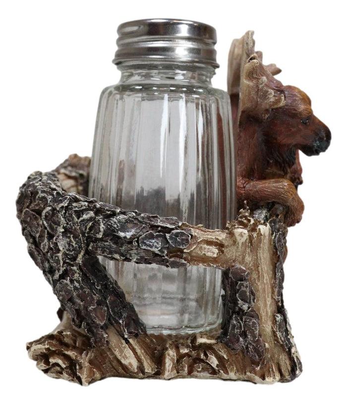 Rustic Forest 2 Elk Moose Dangling On Tree Branch Salt And Pepper Shakers Holder