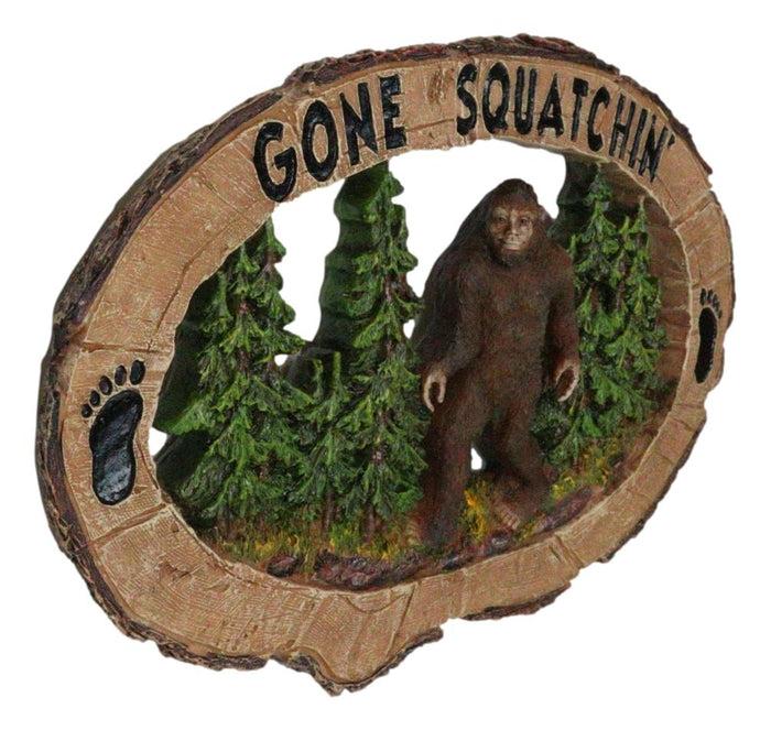 Rustic Forest Sasquatch Big Foot By Pine Trees Gone Squatchin' Wall Decor Plaque
