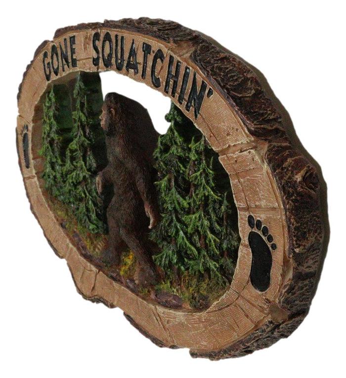 Rustic Forest Sasquatch Big Foot By Pine Trees Gone Squatchin' Wall Decor Plaque