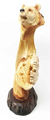 Rustic Grizzly Bear Roaming The Hills Hunting Figurine Faux Wood Statue 9"H