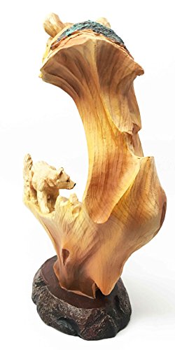 Rustic Grizzly Bear Roaming The Hills Hunting Figurine Faux Wood Statue 9"H